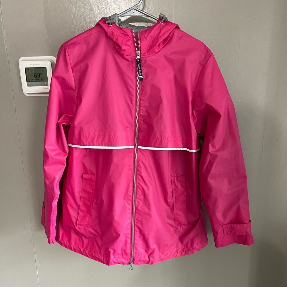 Charles river rain jacket pink size medium